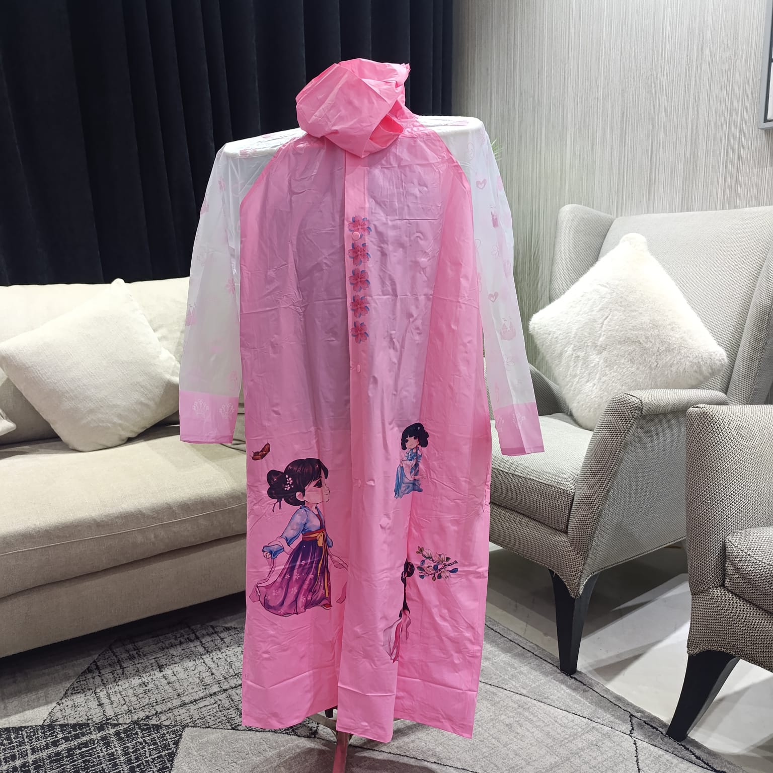 Princess Cartoon Print Super Premium Raincoat with Bag Space