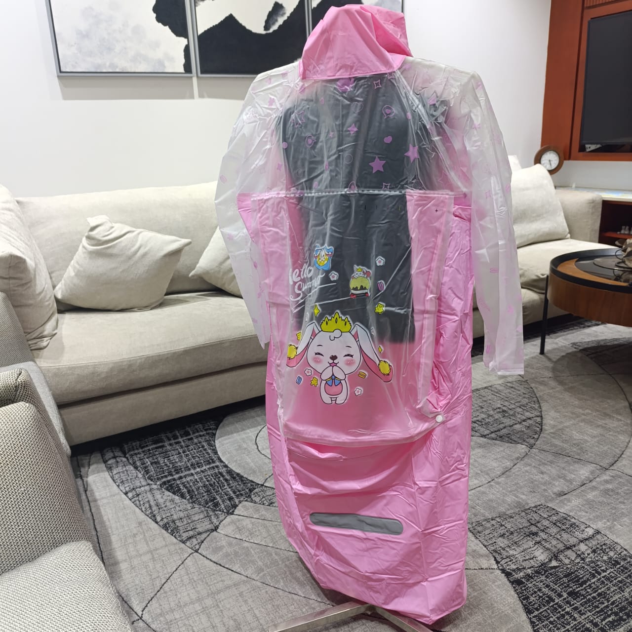 Cinnamoroll Cartoon Print Raincoat with Bag Space