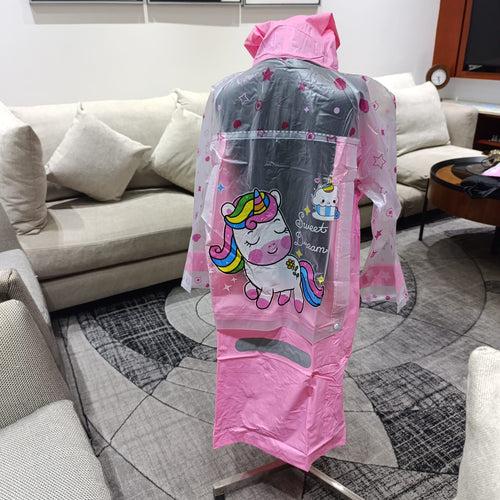 Cartoon Raincoat Unicorn Design with Bag Space