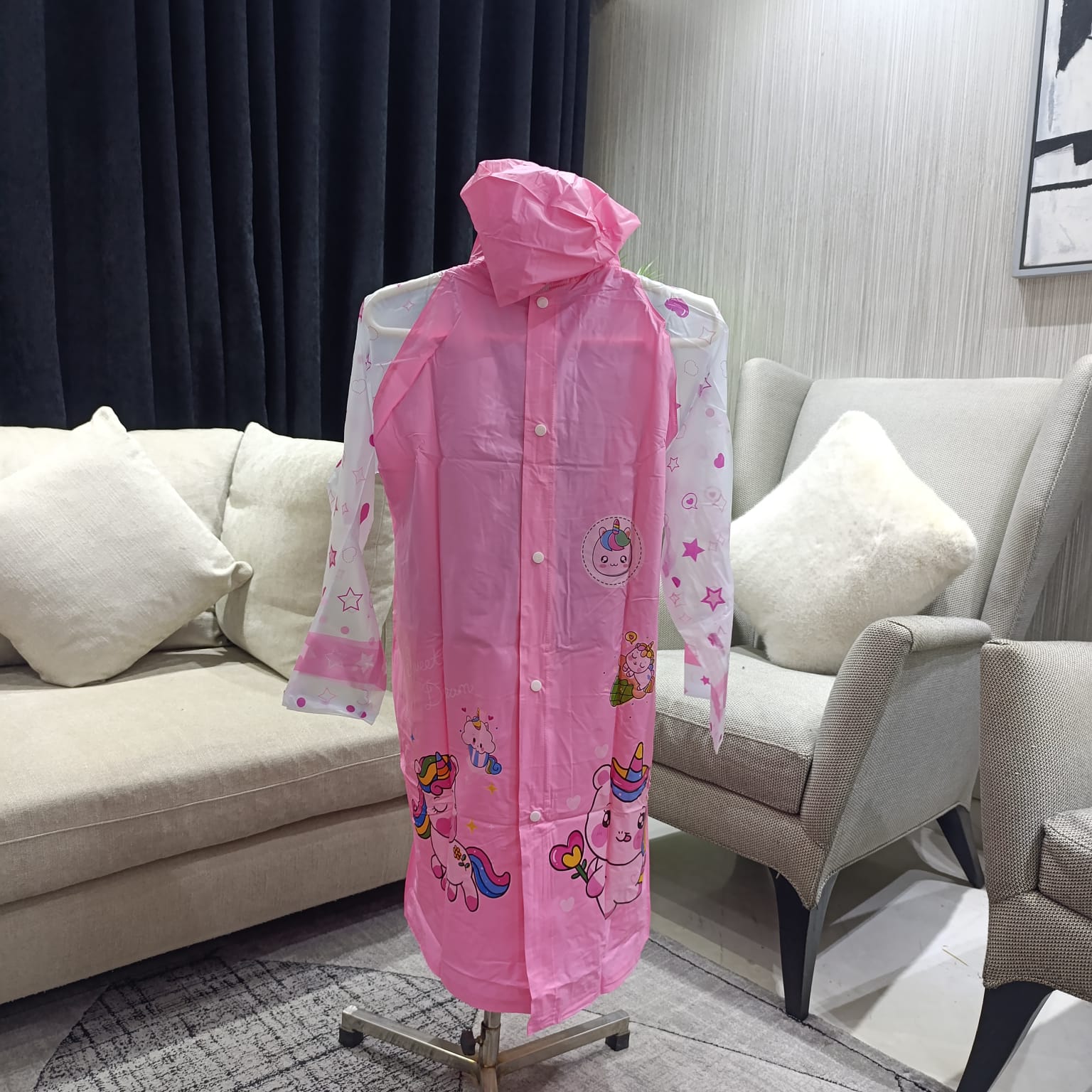 Cartoon Raincoat Unicorn Design with Bag Space